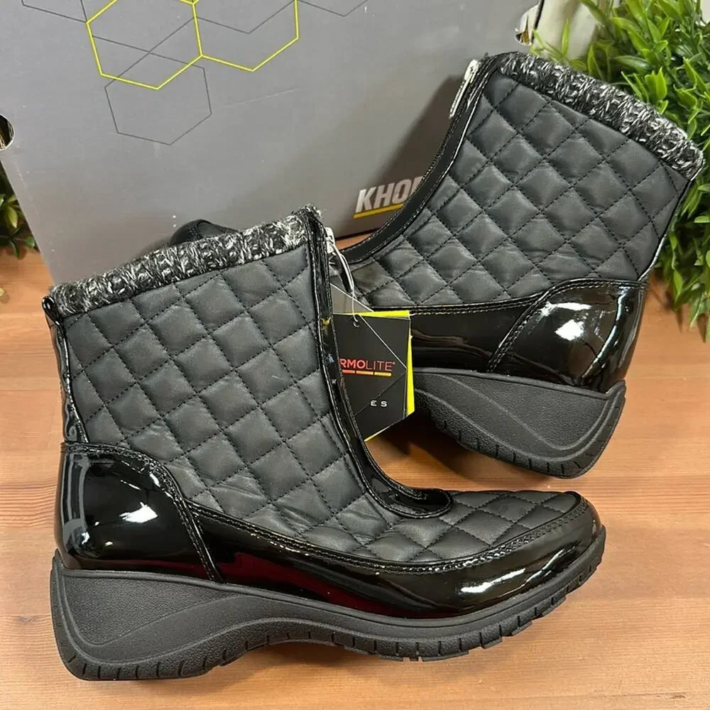 Khombu Megan Wide Width Waterproof‎ Front Zip Winter Boots Size 6W